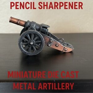 ‼️Vintage Cannon Pencil Sharpener Miniature Die Cast Metal Artillery Desk Decor